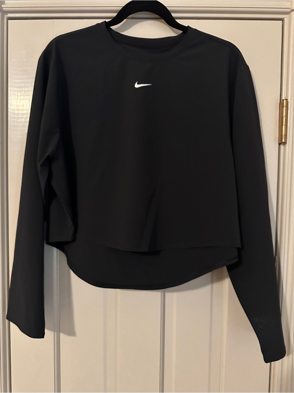 Nike Black One Repel Woven Long-Sleeve Cropped Performance Top NWT